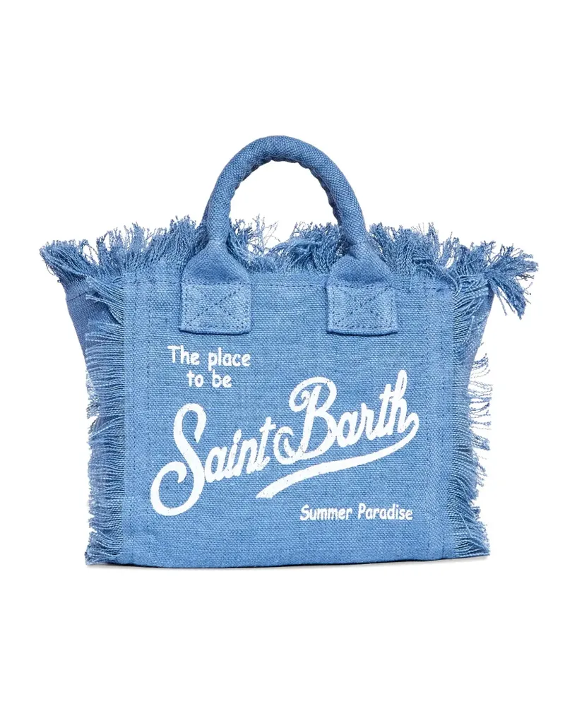 MC2 Saint Barth mini Vanity frayed linen tote bag - Blau Blau