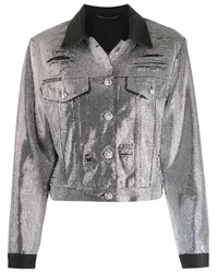 Philipp Plein Jeansjacke mit Kristallverzierung Silber