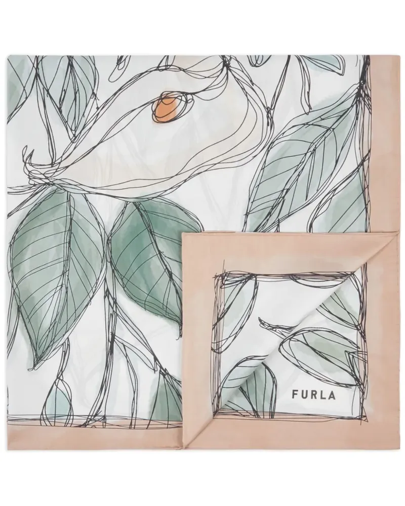 Furla Seidenschal mit Lilien-Print - Weiß Weiß
