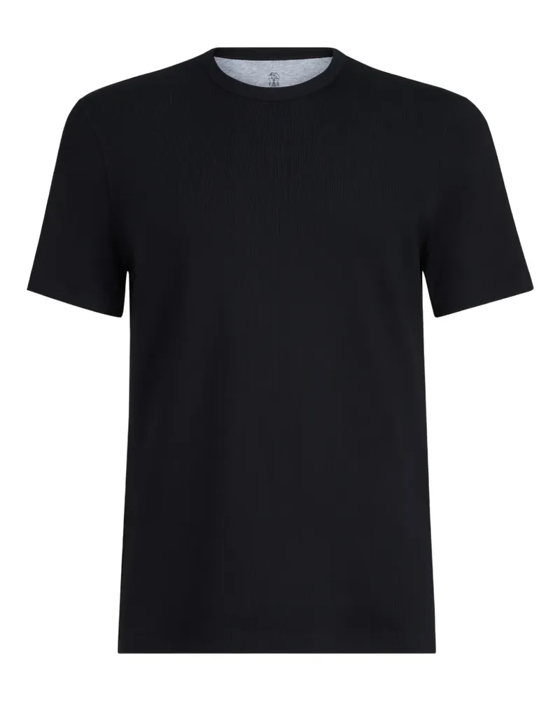 Brunello Cucinelli Geripptes T-Shirt - Schwarz Schwarz