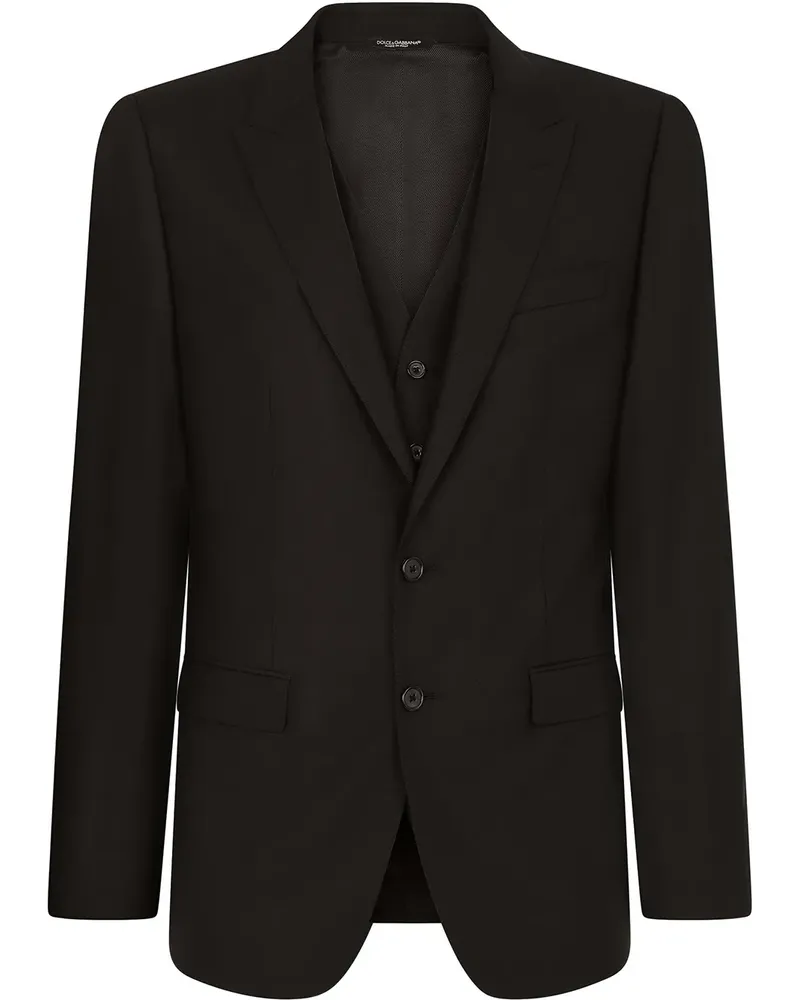 Dolce & Gabbana Dreiteiliger Anzug mit schmalem Schnitt - Schwarz Schwarz