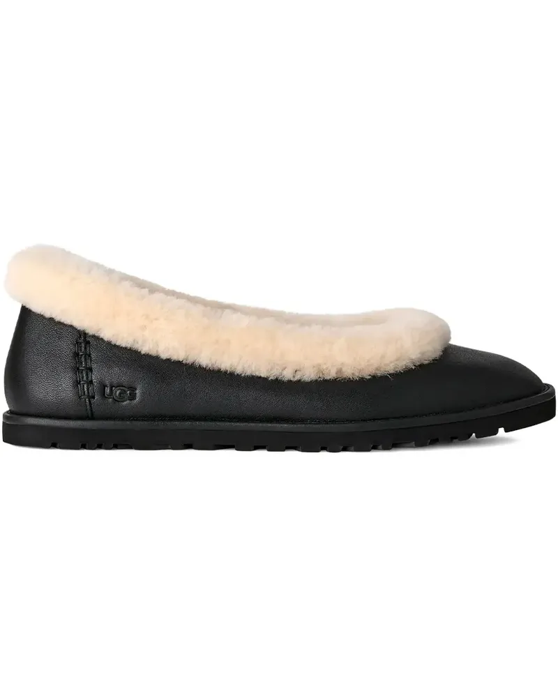 UGG fur trim ballerina shoes - Schwarz Schwarz