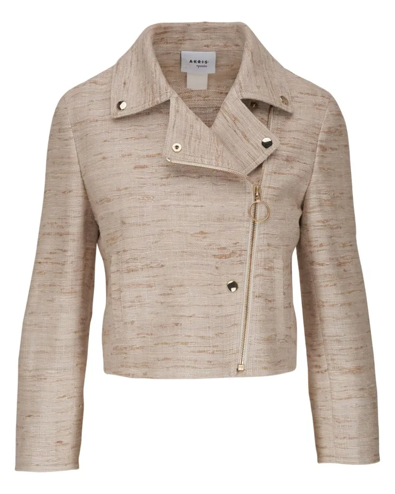 Akris Bikerjacke aus Tweed Nude