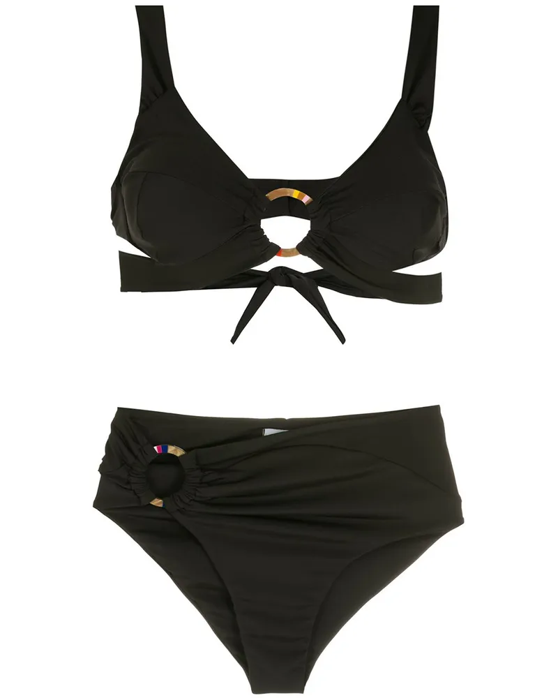 Amir Slama Bikini mit hohem Bund - Schwarz Schwarz