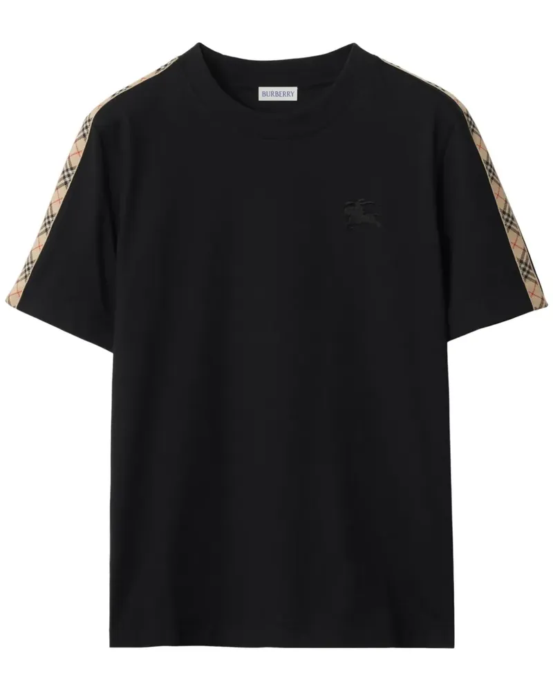 Burberry T-Shirt mit Check-Besatz - Schwarz Schwarz