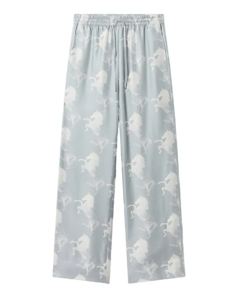 Stella McCartney Tapered-Seidenhose mit Pferde-Print - Blau Blau