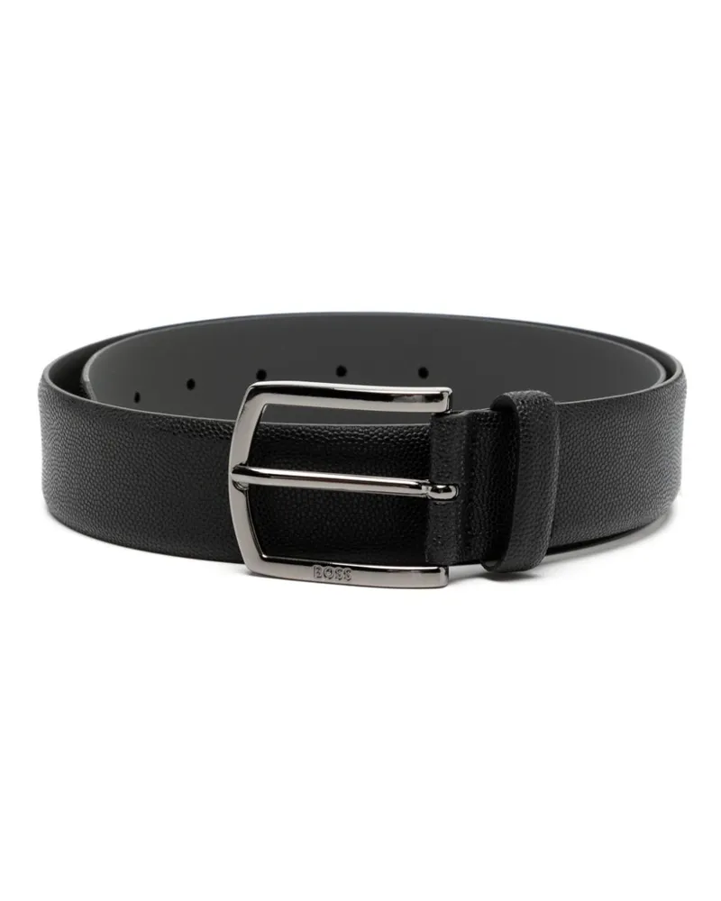 HUGO BOSS Ledergürtel mit Logo-Schild - Schwarz Schwarz
