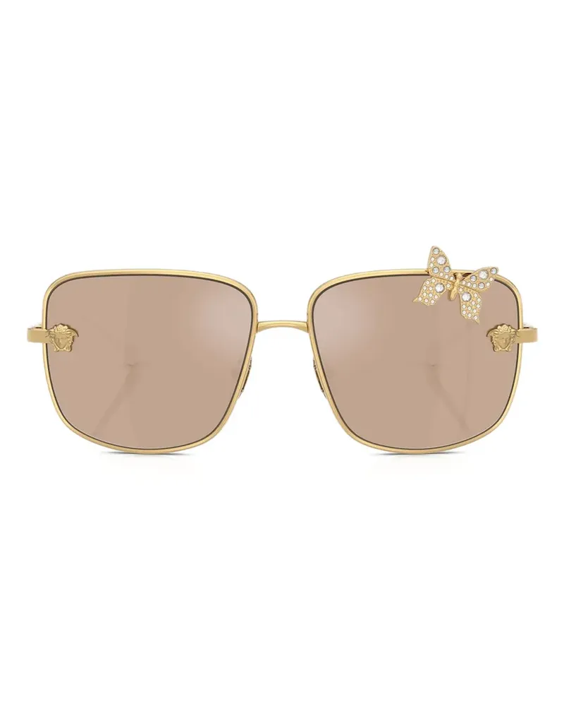 Versace Eckige Sonnenbrille mit Schmetterlingen - Gold Gold