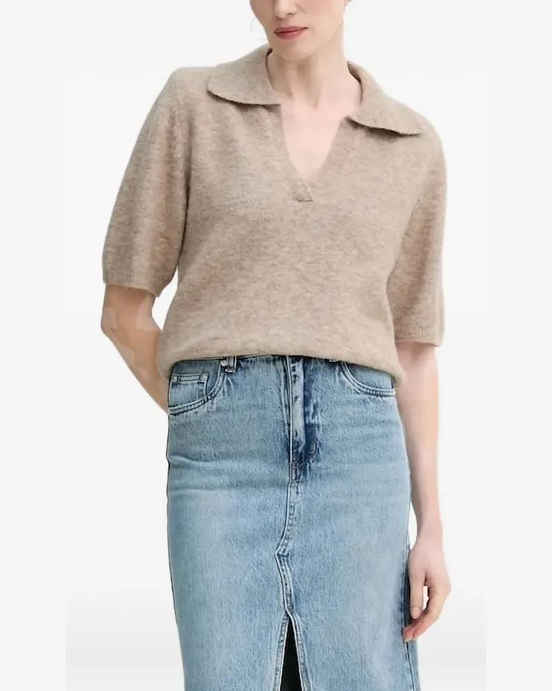 Gestuz Kurzärmeliges GZalpha T-Shirt mit Poloshirtkragen - Nude Nude