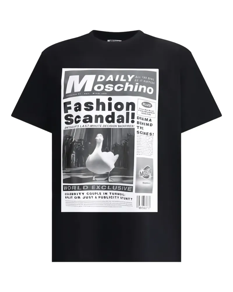 Moschino T-Shirt mit Zeitungs-Print - Schwarz Schwarz