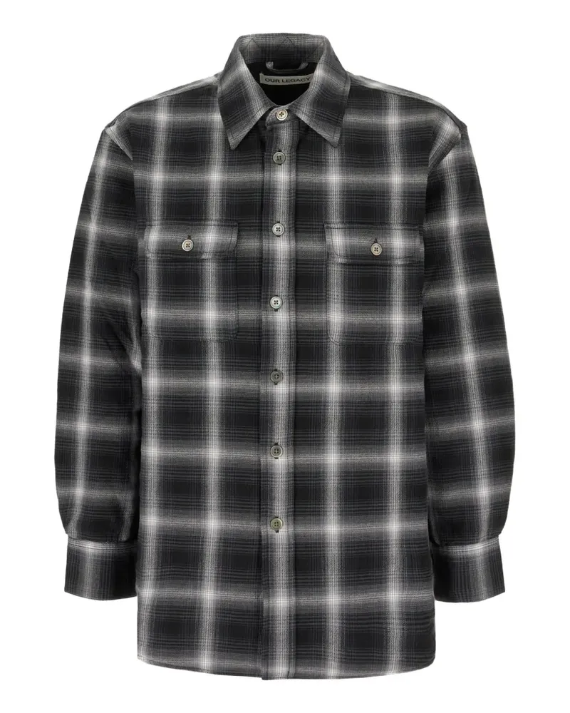 Our Legacy Wattiertes Moss Hemd - Schwarz Schwarz