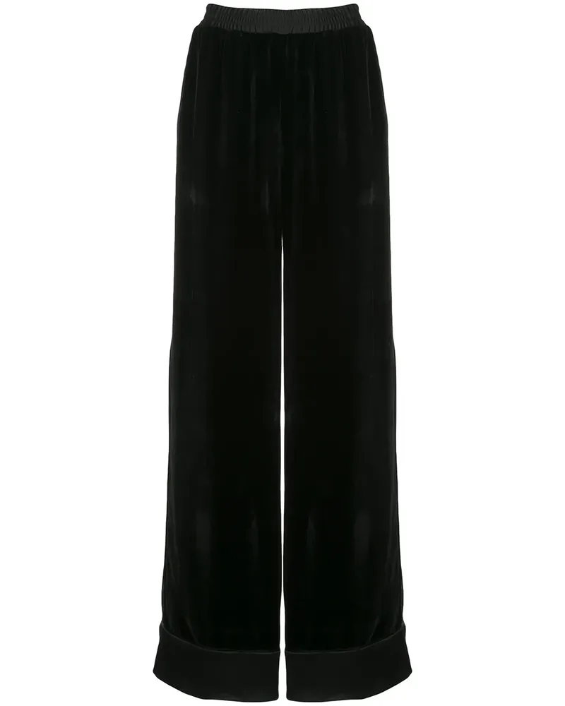 Mary Katrantzou Samthose mit weitem Bein - Schwarz Schwarz