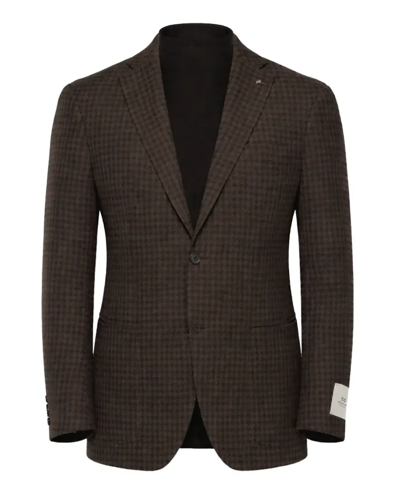 Corneliani houndstooth-pattern single-breasted wool blazer - Braun Braun