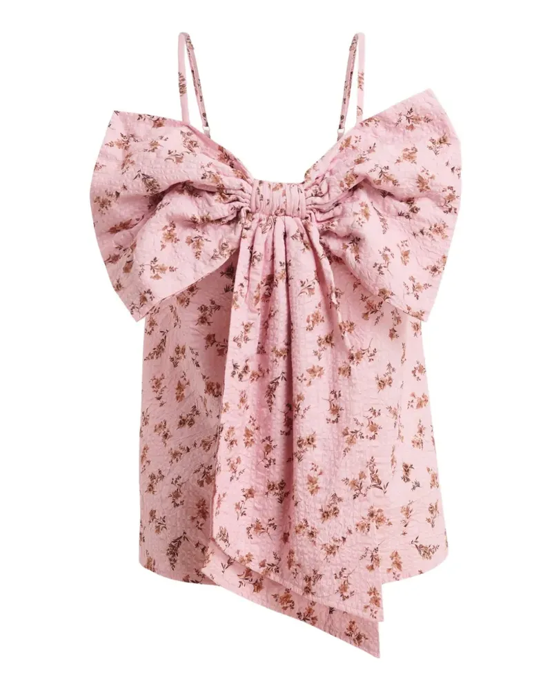 Essentiel floral-print bow-detail blouse - Rosa Rosa
