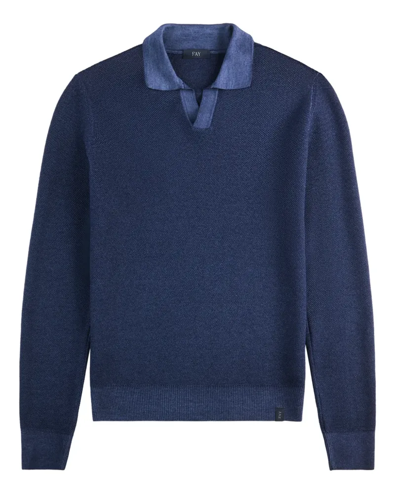 Fay honeycomb knit polo shirt - Blau Blau