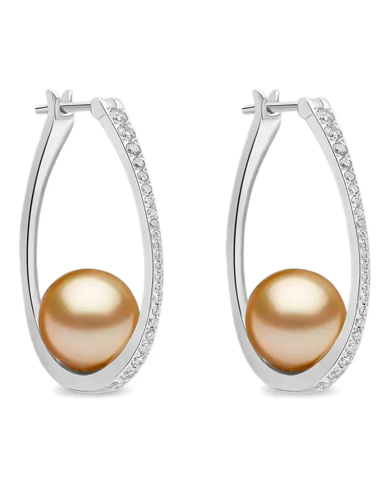 YOKO London Glitz South Sea Hängeohrringe mit Perlen und Diamanten - Silber Silber