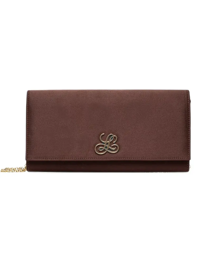 Luisa Spagnoli Iroise logo-plaque chain-strap clutch bag - Braun Braun