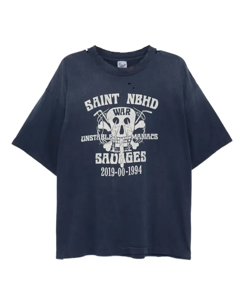 Le Mont Saint Michel x Neighborhood T-Shirt mit grafischem Print - Blau Blau