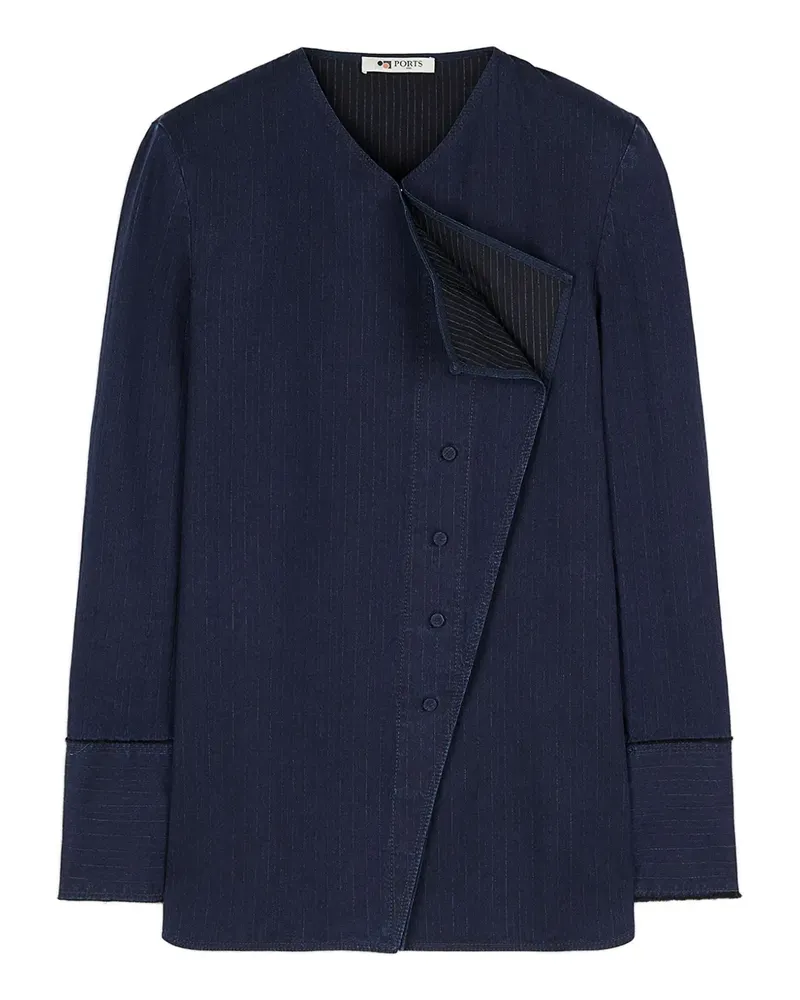 Ports 1961 Asymmetrischer Nadelstreifenrock - Blau Blau