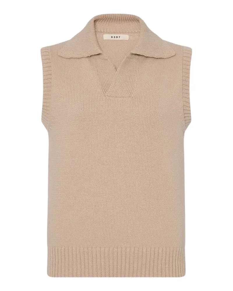 6397 knitted polo vest - Nude Nude