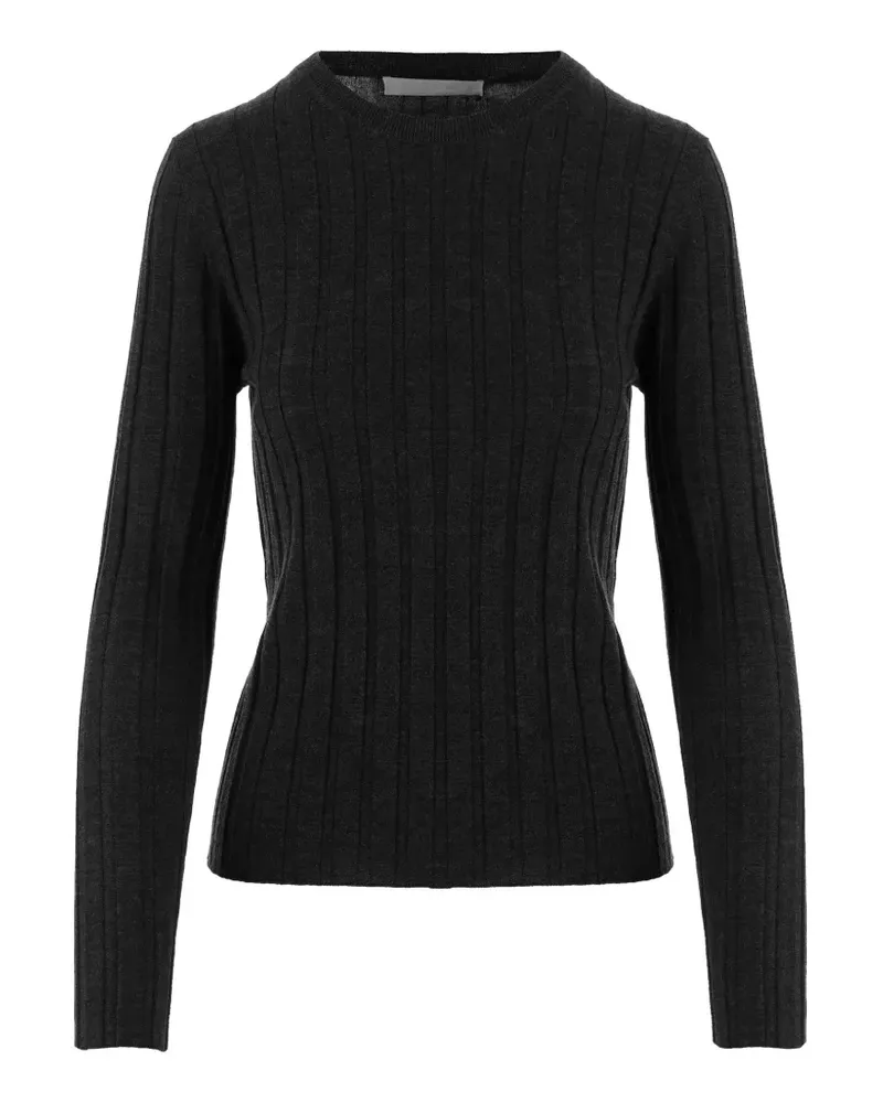 ALLUDE Gerippter Feinstrick-Pullover - Grau Grau