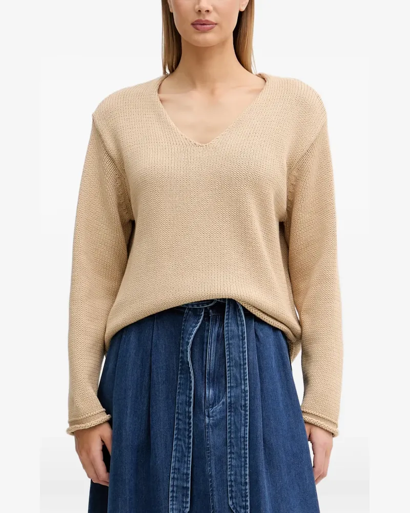 Mos Mosh MMBIne V-neck knitted sweater - Nude Nude