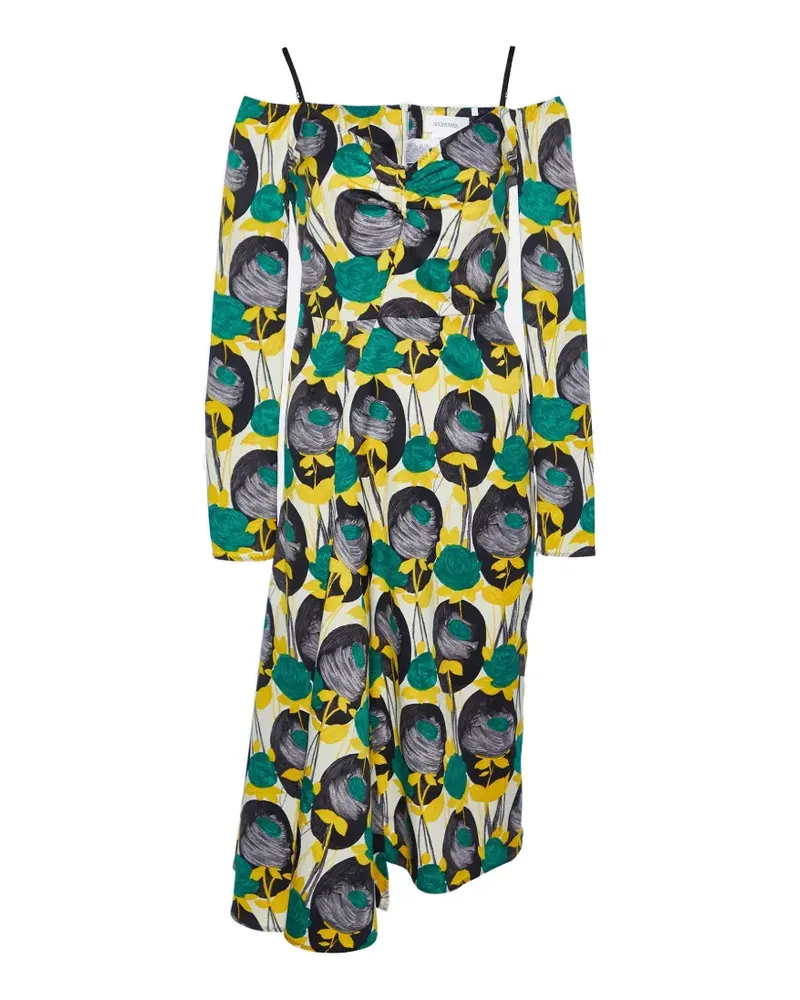 SPORTMAX floral-print long-sleeve midi dress - Gelb Gelb