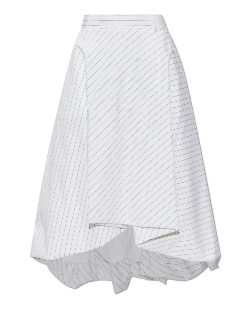 Moschino Asymmetrischer Midirock mit Streifen - Weiß Weiß