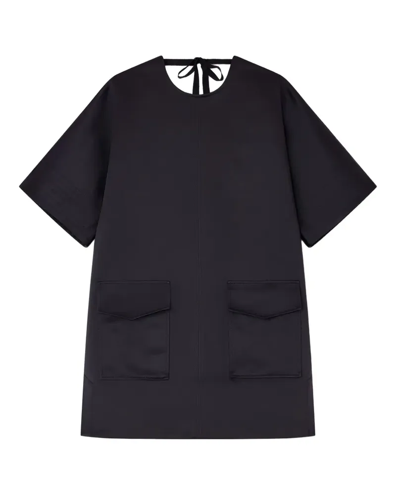 Ganni Krawatten-Minikleid mit Taschendetail - Schwarz Schwarz
