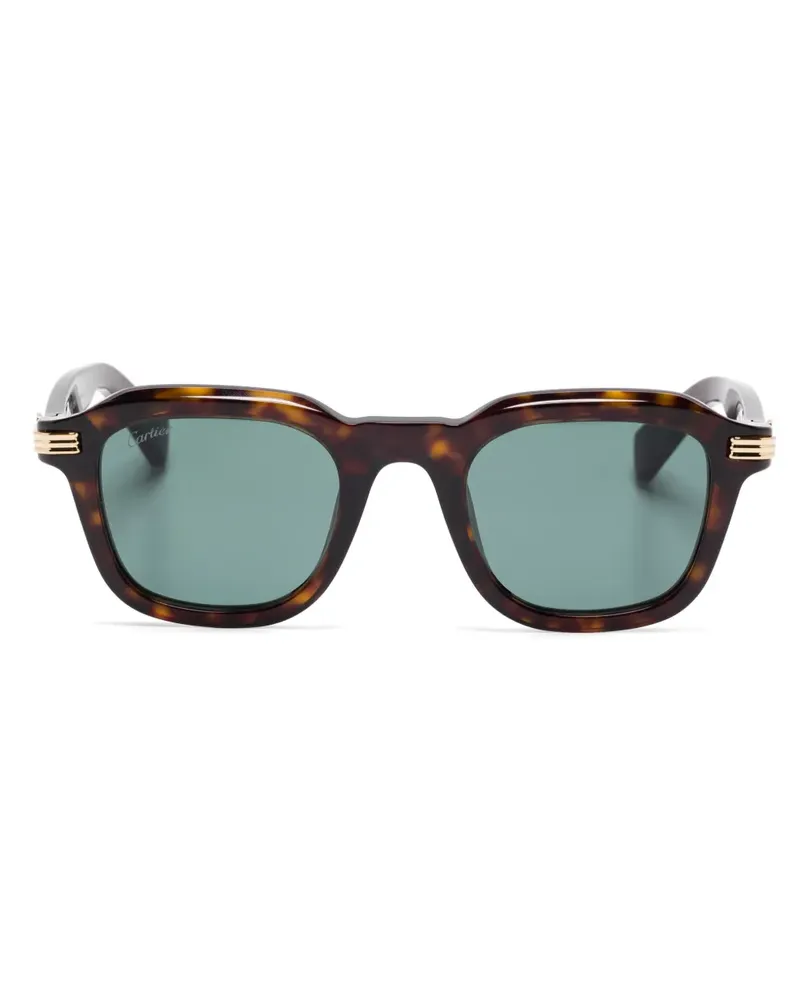 Cartier Sonnenbrille mit eckigem Gestell - Braun Braun