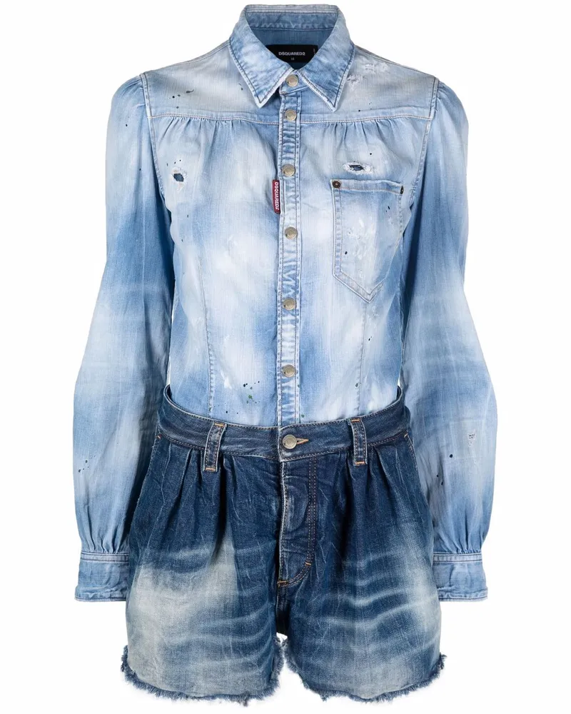 Dsquared2 Playsuit im Distressed-Look - Blau Blau