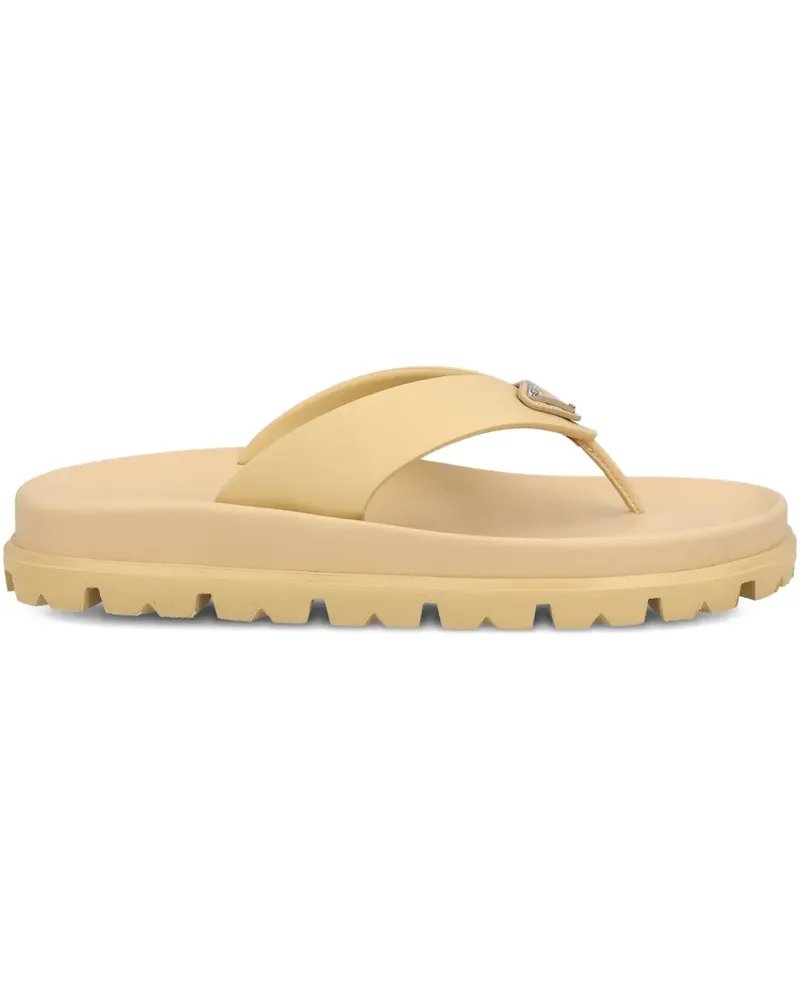 Prada logo-plaque flip-flops - Nude Nude