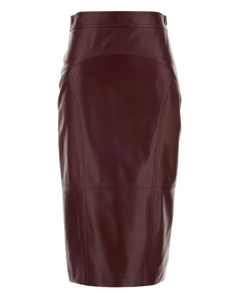 Max Mara Midirock mit Ledereinsätzen - Rot Rot