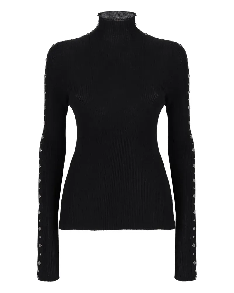 Laneus Gerippter Rollkragenpullover - Schwarz Schwarz