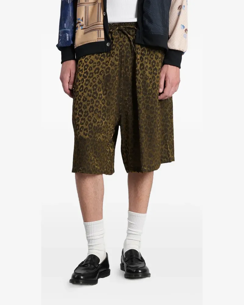 NEEDLES leopard-print drawstring shorts - Gold Gold
