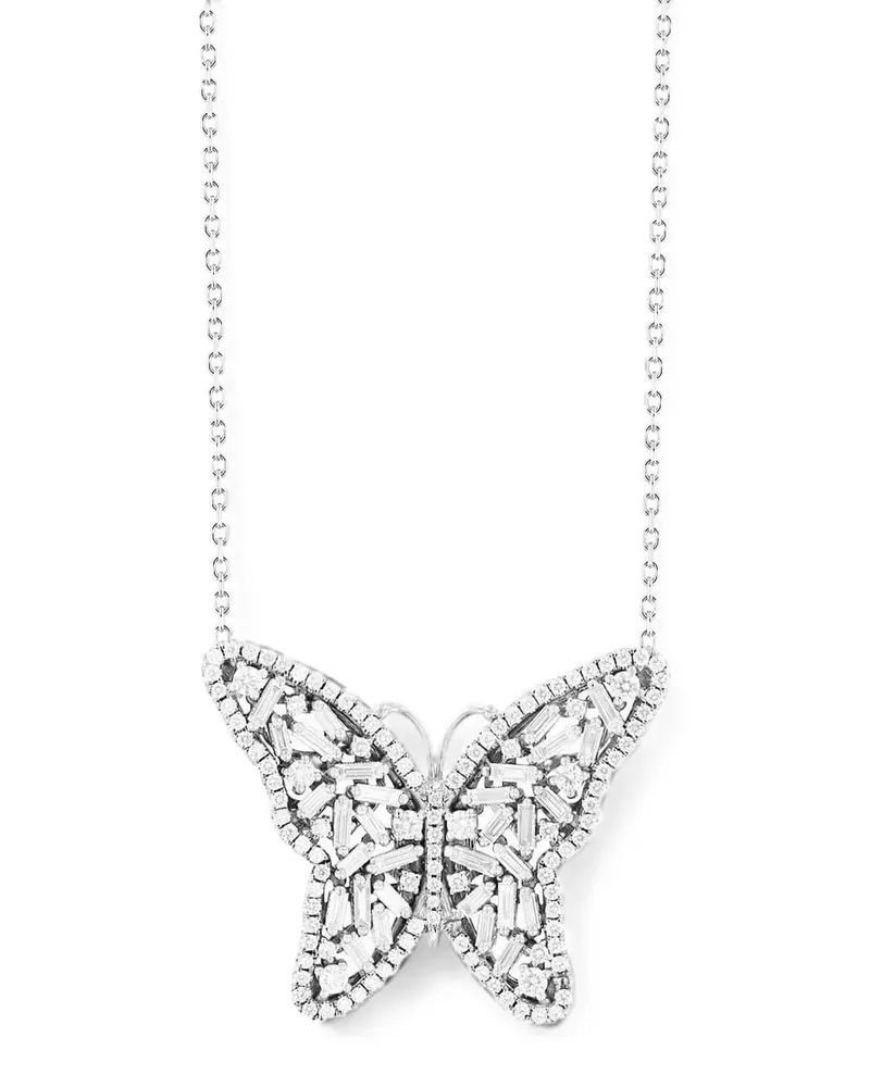Suzanne Kalan diamond butterfly pendant necklace - Silber Silber