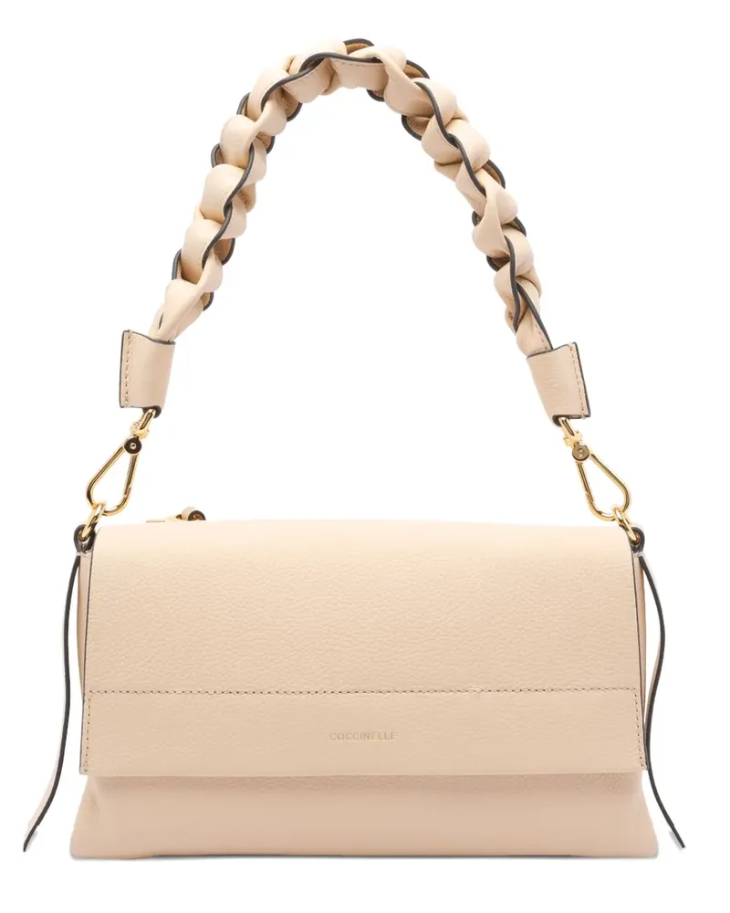 Coccinelle Kleine Schultertasche mit Flechtriemen - Nude Nude