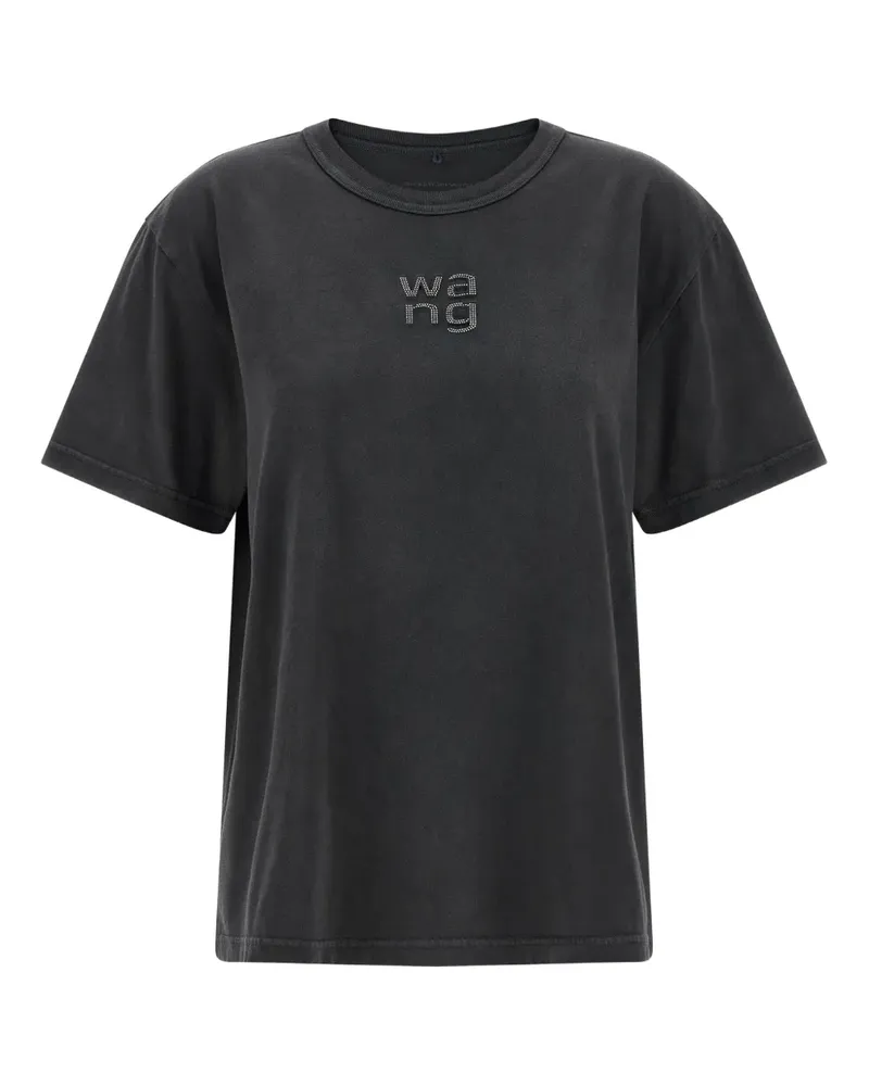 Alexander Wang rhinestone logo T-shirt - Grau Grau