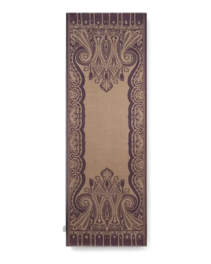 Etro wool and silk scarf with houndstooth motif and Paisley print - Violett Violett