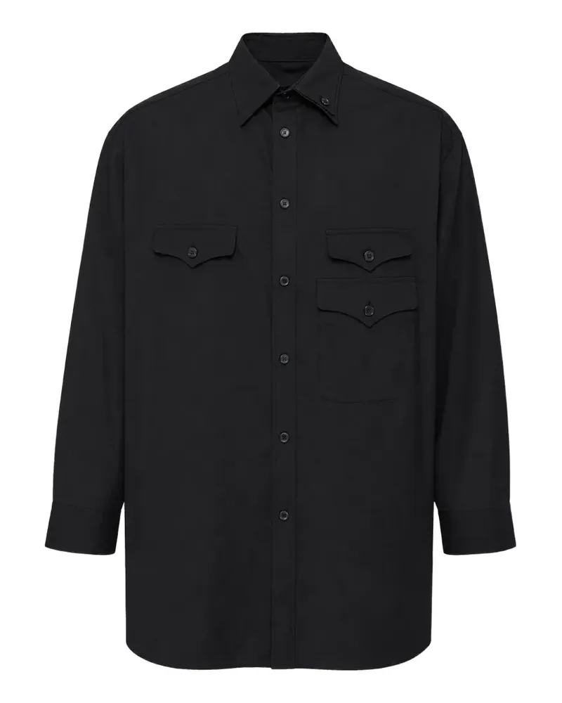 Yohji Yamamoto Hemd mit Klappentasche - Schwarz Schwarz