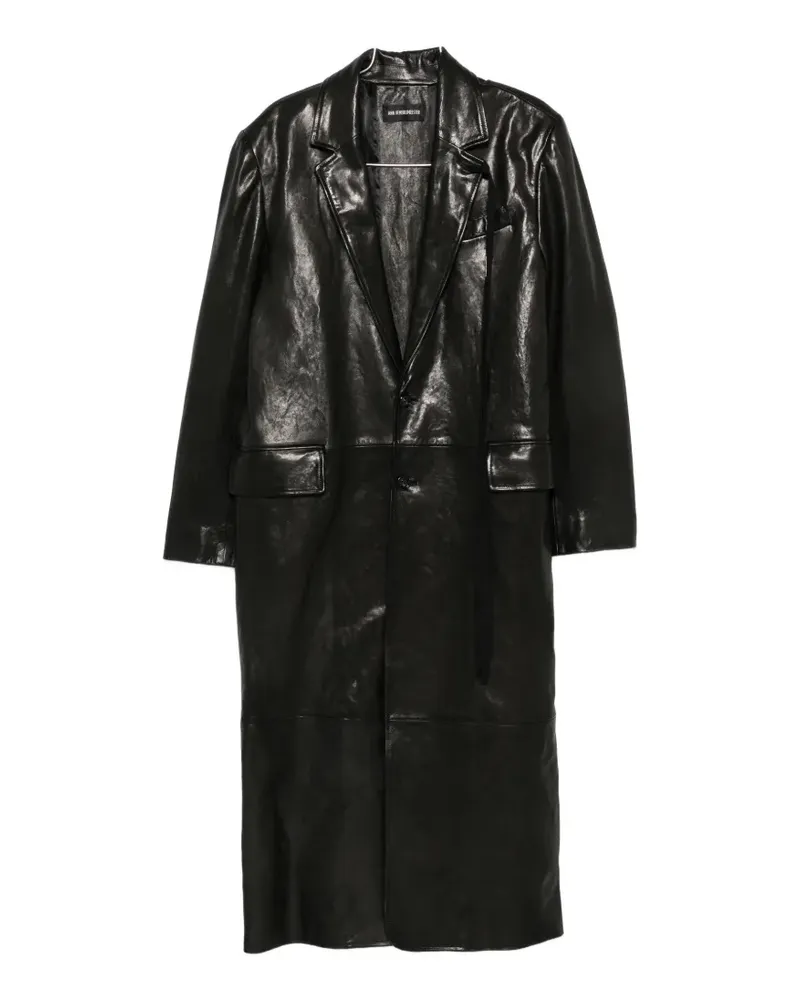Ann Demeulemeester buttoned leather coat - Schwarz Schwarz