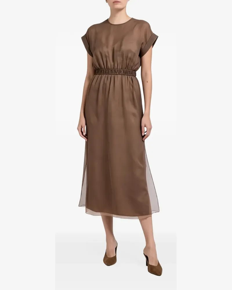 Brunello Cucinelli elasticated-waistband midi dress - Braun Braun