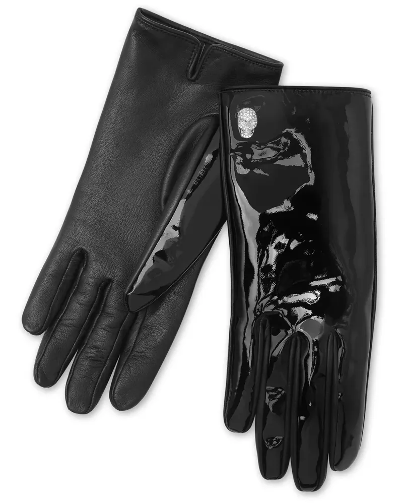 Philipp Plein Handschuhe mit Totenkopf-Applikation - Schwarz Schwarz