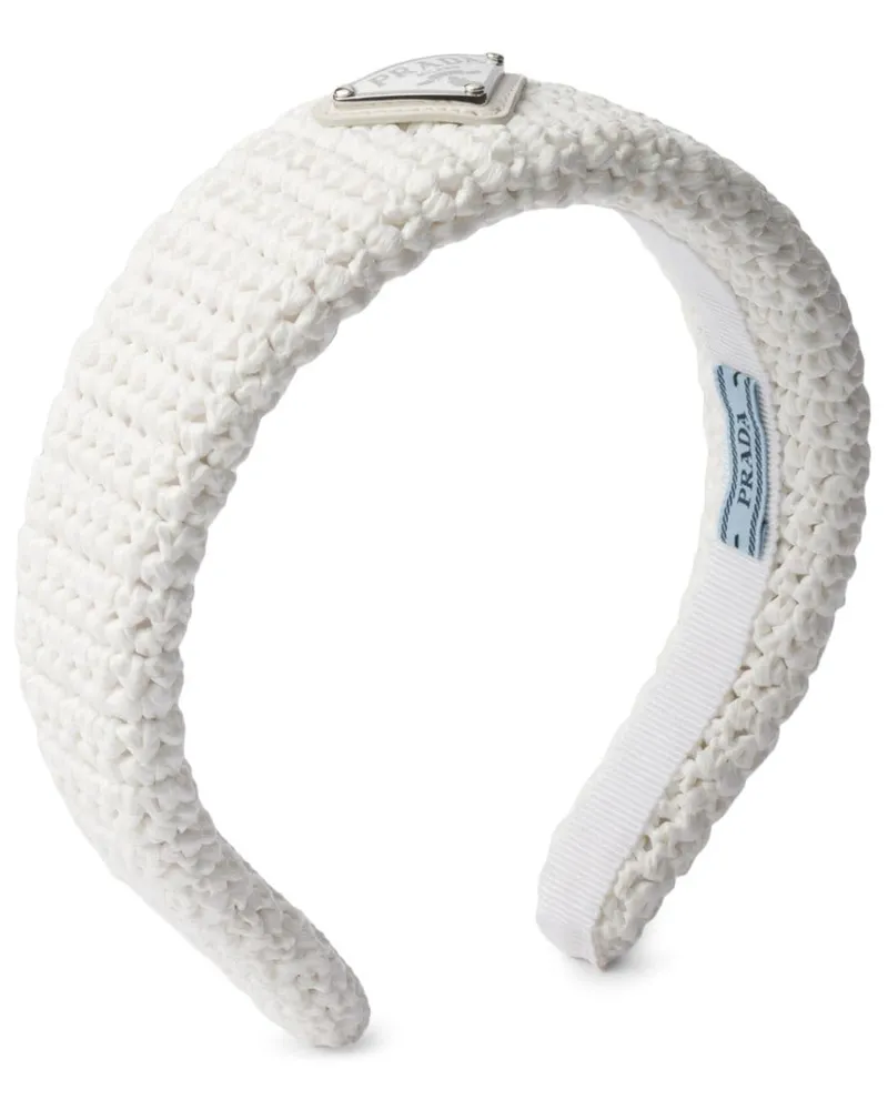 Prada Haarband mit Logo-Schild - Weiß Weiß