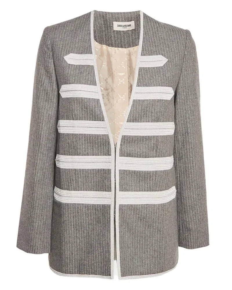 Zadig & Voltaire V-Ausschnitt-Jacke mit Streifendetail - Grau Grau