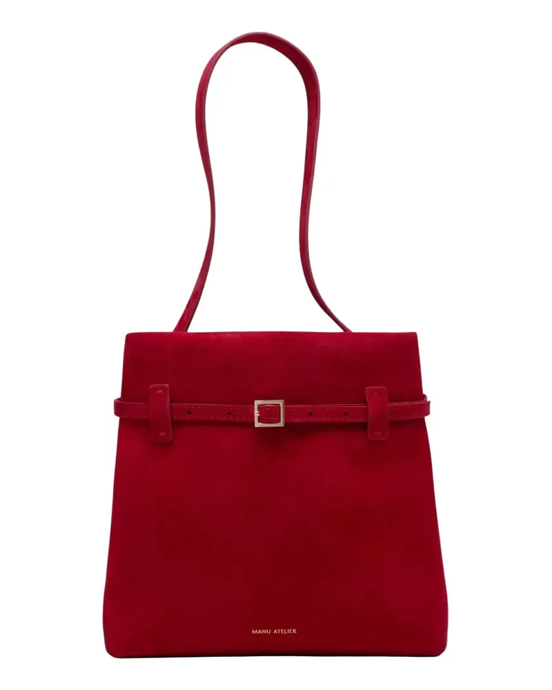 Manu Atelier buckle-detail suede shoulder bag - Rot Rot