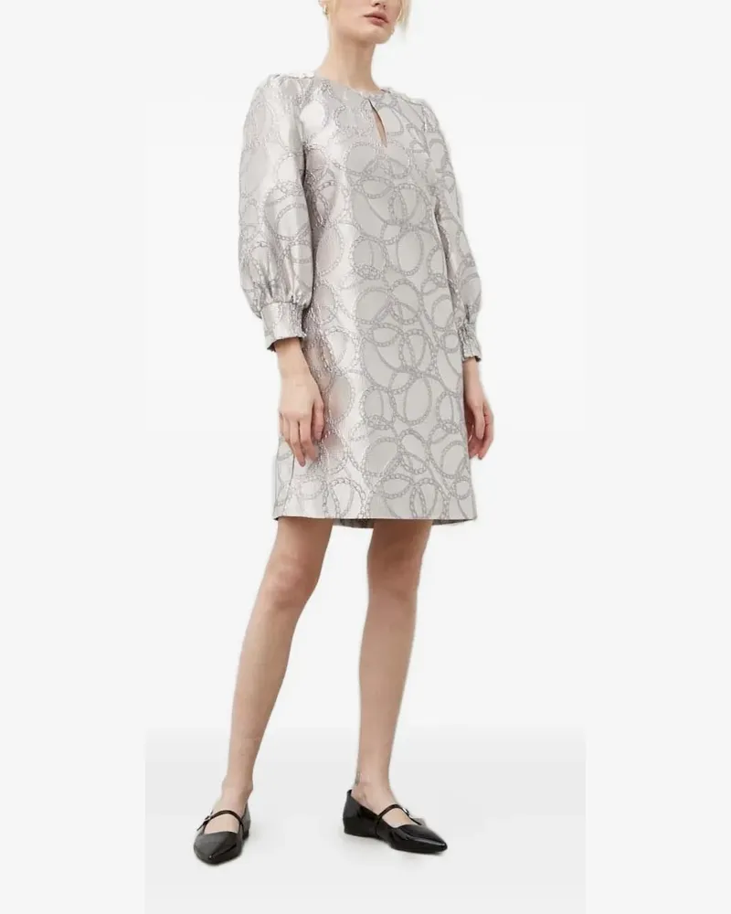 BRUUNS BAZAAR Puffärmel-Minikleid mit Kette-Print - Grau Grau