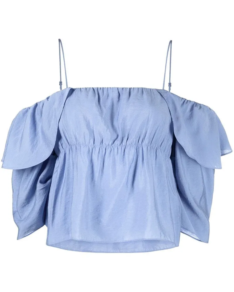 Vince Schulterfreie Bluse mit Volants - Blau Blau