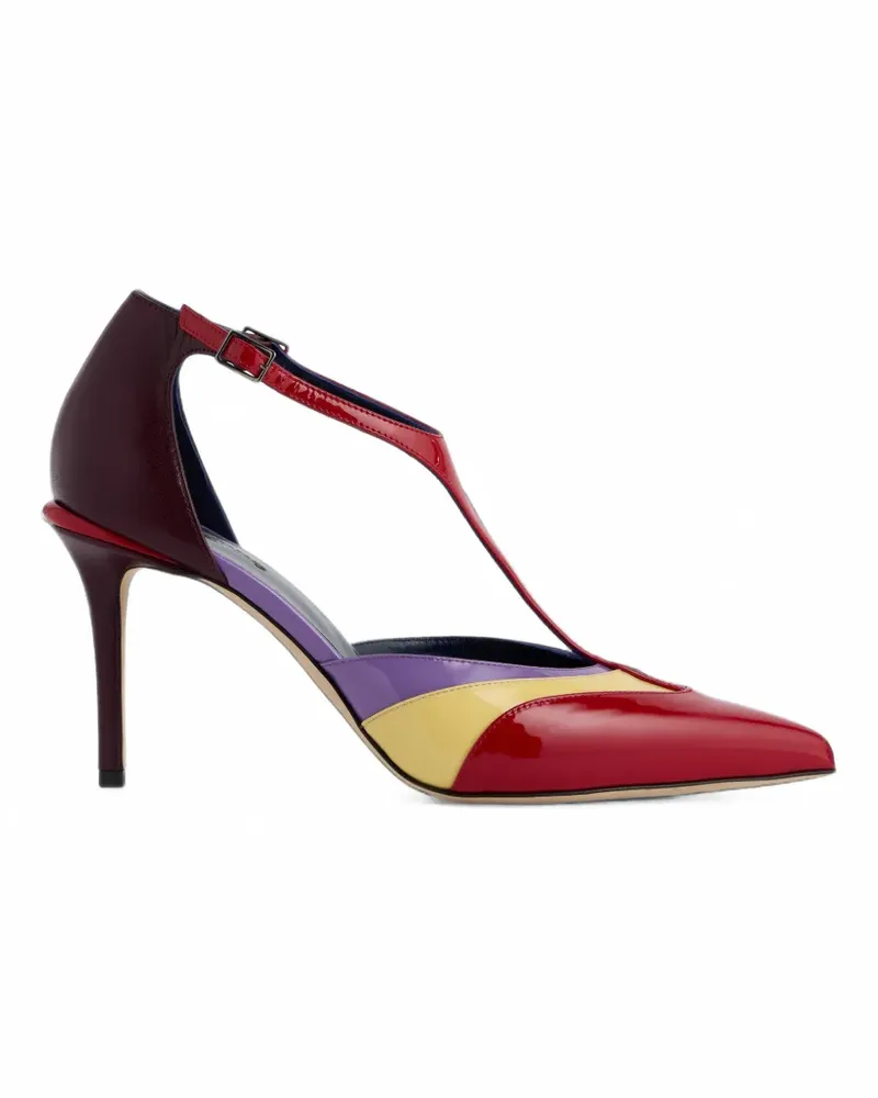 Paco Rabanne Pumps aus rotem, mehrfarbigem Lackleder mit Knöcheldetail Rot