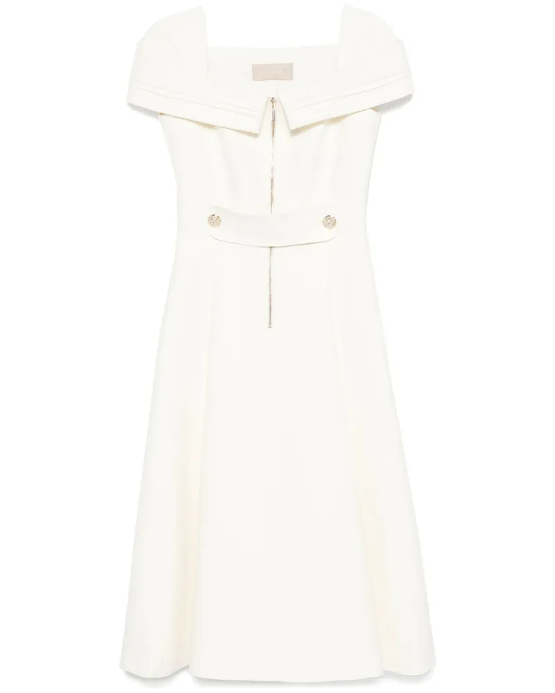 Elie Saab Midikleid mit eckigem Ausschnitt - Weiß Weiß
